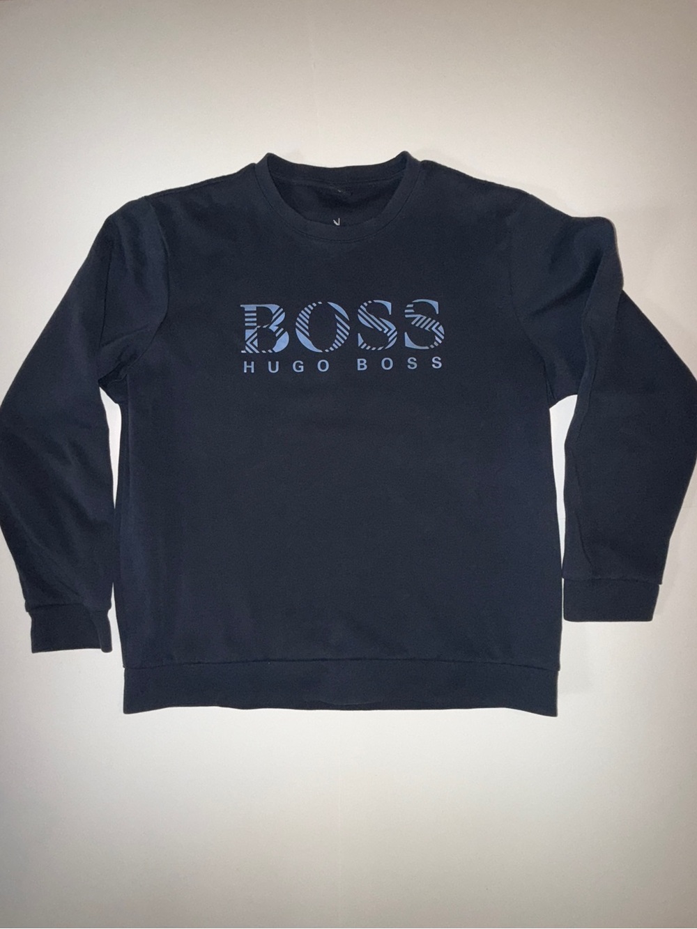 BOSS Hugo Boss Salbo Iconic Crewneck Sweatshirt Navy Reflective Small Flaw XL